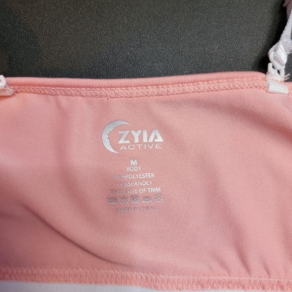 ZYIA Comfort Strappy Sports Bra Pink White Size Medium - Picture 6 of 6